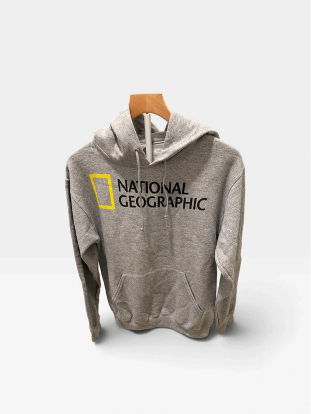National Geographic Logo Hoodie  Grey Pullover Sweatshirt